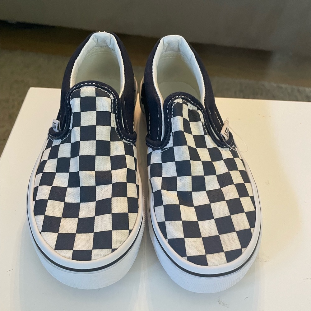 Vans Navy and White Checkered Kids Sneakers